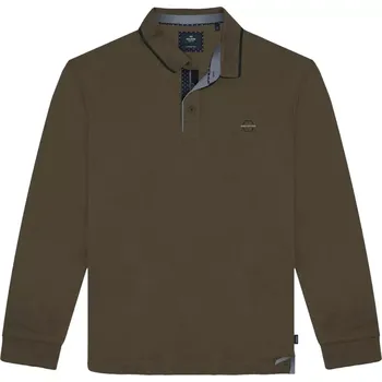 Pánská košile Velká pánská polokošile s dlouhým rukávem Double Urban Outfitters PS-3058 světle hnědá (6XL)