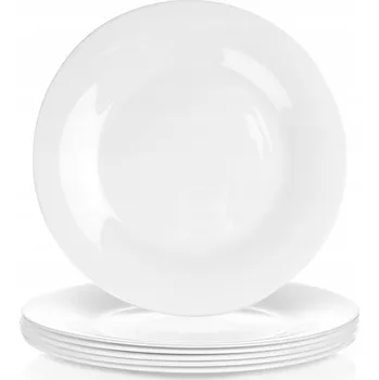 Talíř Mělký jídelní talíř Vilde sklo bílý 25,5 cm 6 ks vhodný do mikrovlnky