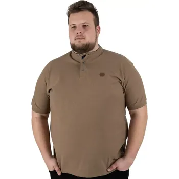 Pánské tričko Velké pánské polo tričko se stojáčkem hladké Double PS-3046 světle hnědé (6XL)