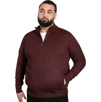Pánský svetr Velký pánský svetr na krátký zip Duke D555 Cramlington bordó (5XL)