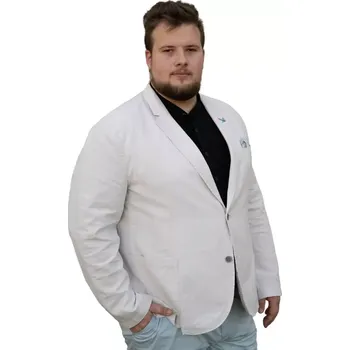 Pánská casual bunda Velká pánská hladká lněná saka S4 Porto 2 79050-6851-1030 světle šedá (34)