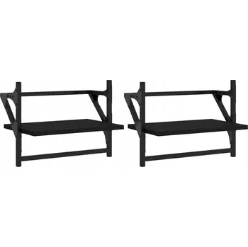 police Černé nástěnné police 40 x 25 x 30 cm, dřevotříska a kov