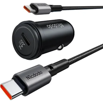 Mcdodo - nabíječka do auta Obsidian Series (CC-7493) - s kabelem typu C, PD30W, Smart IC, mini velikost, 1,2m - černá