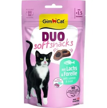 Pamlsek pro kočku GimCat Duo Soft Snacks pamlsky Losos a pstruh 50g