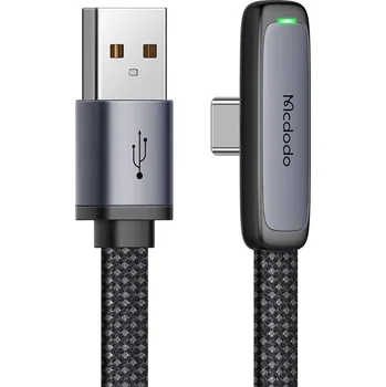 Telefonní příslušenství Mcdodo – datový kabel (CA-3340) – USB-C na USB-A, 90stupňový design, 100W, LED indikátor, 1,2m – černý