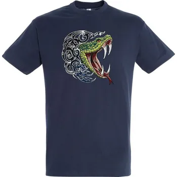 Pánské tričko panske-levne-bavlnene-tricko-digi-potisk-tatoo-kobra Barva: Navy - tmavě modrá, velikost: XXL