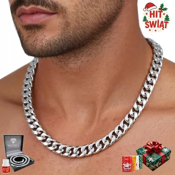 Řetízek ŁAŃCUCH Srebrny Męski STŘÍBRO 925 Pełny 8mm Řetízek Dárek k VÁNOCŮM