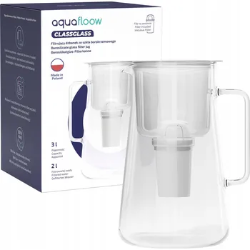 Filtrace vody Skleněná filtrační konvice Aquafloow ClassGlass White + 1x filtr Class
