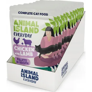 Krmivo pro kočku Animal Island Kapsičky ve vývaru pro kočky 85g (12 Ks) - Kuře/Jehněčí