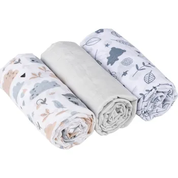 Přebalování Mušelínové pleny 3ks Lux - Bunny, 70 x 80 cm, šedá, bílá