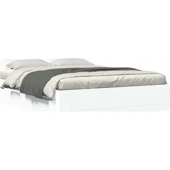 Postel Rám postele z dřeva s zásuvkami 203x153x69 Cm bílý