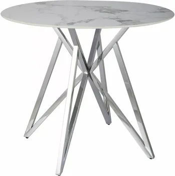 Jídelní stůl Jídelní stůl Murano 90 cm keramika bílý mramor/chrom