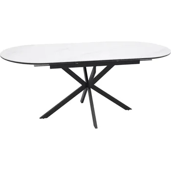 Jídelní stůl Jídelní rozkládací stůl Gaston 140/180 cm keramika bílý mramor/černý