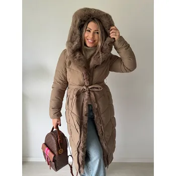 Dámská casual bunda Mishel Zimní bunda s kožíškem mocca XXL