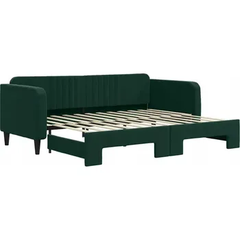 Pohovka Rozkládací pohovka 2v1 samet tmavě zelená 223x100x75cm