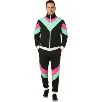 Karnevalový kostým Kostým teplákovka 80. léta, černo-růžové disco tepláky, velikost XL