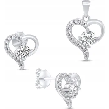 Souprava šperků Brilio Stříbrná Romantická sada šperků Srdce SET219W (přívěsek, náušnice)