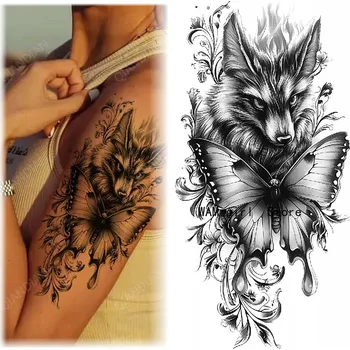 Tetování Smyvatelné tetování dočasné vodní – Liška / Motýl / Příroda