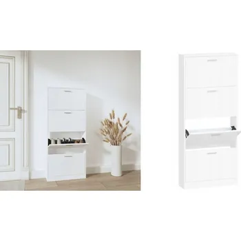 Botník Bílá, Botník, dřevěný materiál, 59x17x150 cm