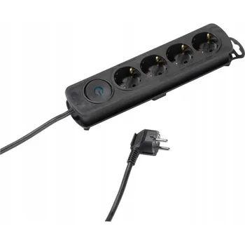 Napájecí kabel Zásuvková lišta s uzemněním Vivanco 4 zásuvky 1,4m Černý