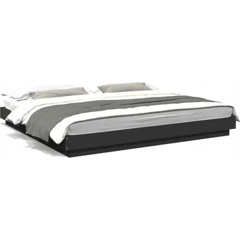 Postel Rám postele LED 212x200,5 cm černý, dřevo a překližka