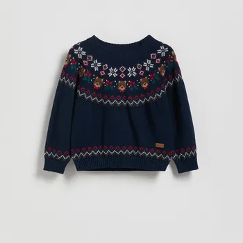 Chlapecká mikina Reserved - Bavlněný svetr - ocelově modrá - 679FH-95M - 679FH-95M-86