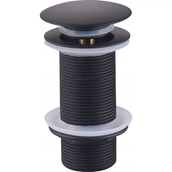 Zátka klik-klak bez přepadu DURO černá pro umyvadlo na desku, prodloužená