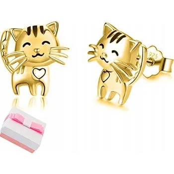 Náušnice NÁUŠNICE ZLATÉ 925 PRO DÍVKY KOČIČKY