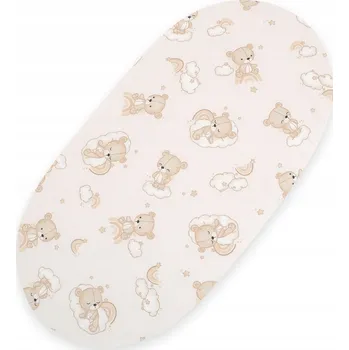 Prostěradlo Prostěradlo bavlněné do koše Mojžíše, kočárku, gondoly - béžový medvídek
