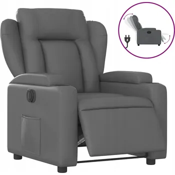 Křeslo Elektrické relaxační křeslo šedé s podnožkou, rozměry 77 x 94,5 x 100