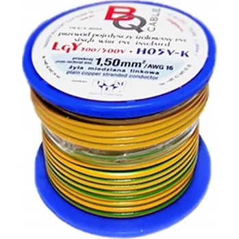 elektrický kabel Kabel LGY/H05V-K 1,50 mm2 10 m Žluto-Zelený