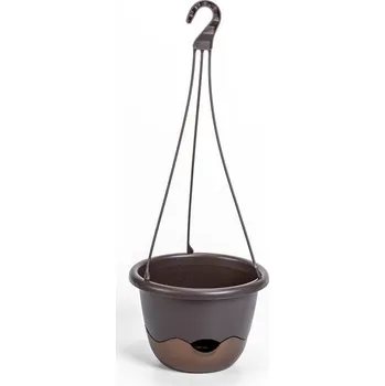 Květináč Plastia Samozavlažovací květináč s plastovým závěsem Mareta ø 30 čokoláda/bronz