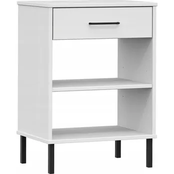 Konferenční stolek Dřevěná konzole OSLO 50x35x70 cm, bílá, s 1 zásuvkou a kovovými nohami