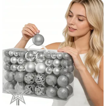 Vánoční dekorace VÁNOČNÍ BAŇKY NEROZBITNÉ 101 Ks SADA 3-6CM NA VÁNOČNÍ STROMEČEK PREMIUM