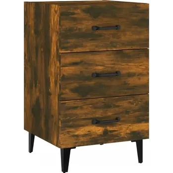 Noční stolek Noční stolek 40 x 40 x 66 cm, kouřový dub, 3 zásuvky