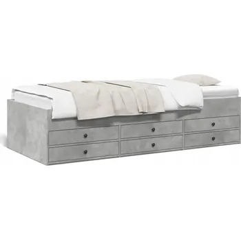 Pohovka Rozkládací pohovka 2v1 se zásuvkami, 203x101,5x45,5 cm, šedá betonu