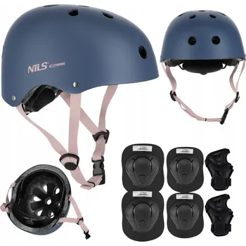 Cyklistická přilba Dětská cyklistická helma s regulací + Sada chráničů na skateboard, velikost L