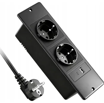 Elektrická zásuvka ZÁSUVKOVÁ LIŠTA SE 2 ZÁSUVKAMI A USB PRO STŮL A PRACOVNÍ DESKU S KABELEM 2 M