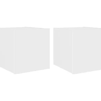 Televizní stolek Bílá závěsná skříňka pod TV s RGB LED osvětlením 30,5 x 35 x 30 cm