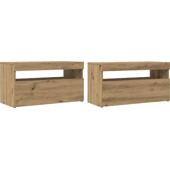 Televizní stolek TV stolek s RGB LED osvětlením, dub artisan, 75 x 35 x 40 cm