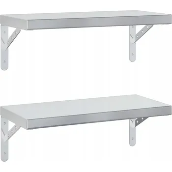 police Stříbrná nástěnná police z nerezové oceli 50 x 23,5 x 3 cm