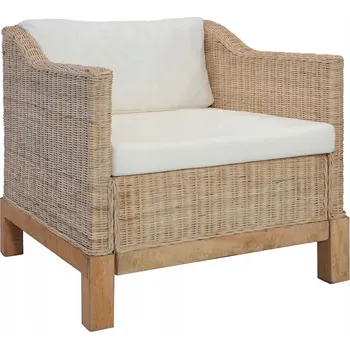 Křeslo Ratanové křeslo s polštáři 72 x 78 x 71 cm, přírodní krémově bílé