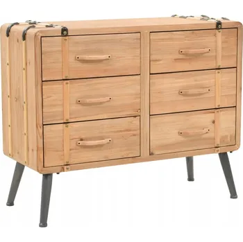 Komoda Dřevěná komoda retro se zásuvkami, masivní jedlové dřevo, 91x35x73 cm