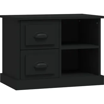 Noční stolek Černý noční stolek se 2 zásuvkami, 60 x 35,5 x 45 cm