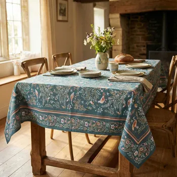 ubrus Ubrus se vzorem květin a ptáků 160 × 350 cm mořský