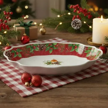 Vánoční porcelánový talíř EASY LIFE READY FOR CHRISTMAS 30 x 21 cm