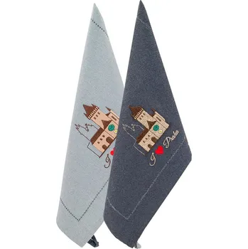 Utěrka giftycity Utěrka - PRAHA - orloj sv.šedý/tm.šedý - 2ks velikost:: 50x70 cm - 2ks