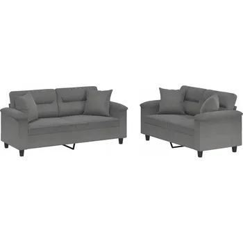 Pohovka Dvoumístná pohovka z mikrovlákna, tmavě šedá, 150x77x80 cm