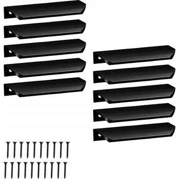 Nábytkové kování Nábytková Úchytka Hranová Moderní Hliníková Černá Matná 148 mm 10 kusů