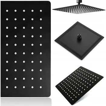 Sprchová hlavice Černá sprchová hlavice 20x20 cm slim čtvercová 81 trysek 1/2"
